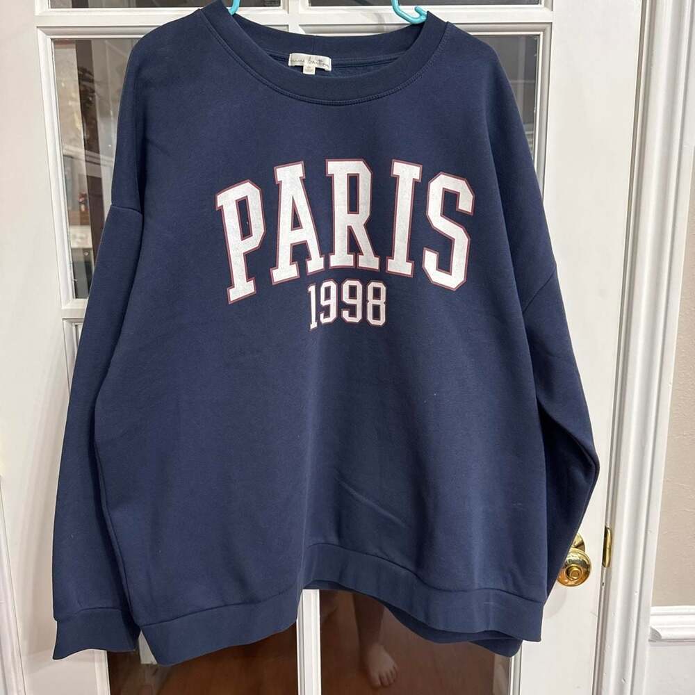 Nine Britton Paris 1998 Navy Blue Graphic Crewneck Sweatshirt 2X